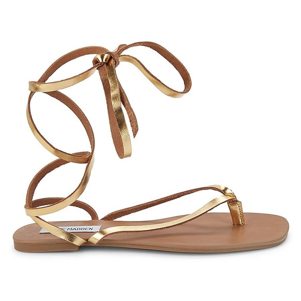 Steve Madden Lace Up Ankle Sandal. Size 9. Gold. Great Condition 🌟